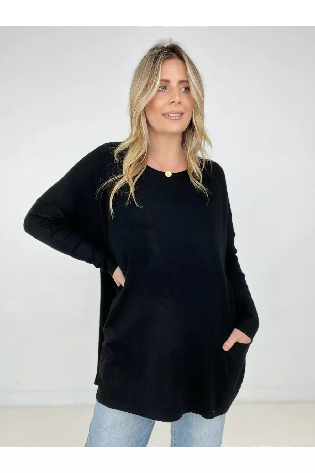 Zenana "Claire" Solid Oversized Front Pocket Sweater