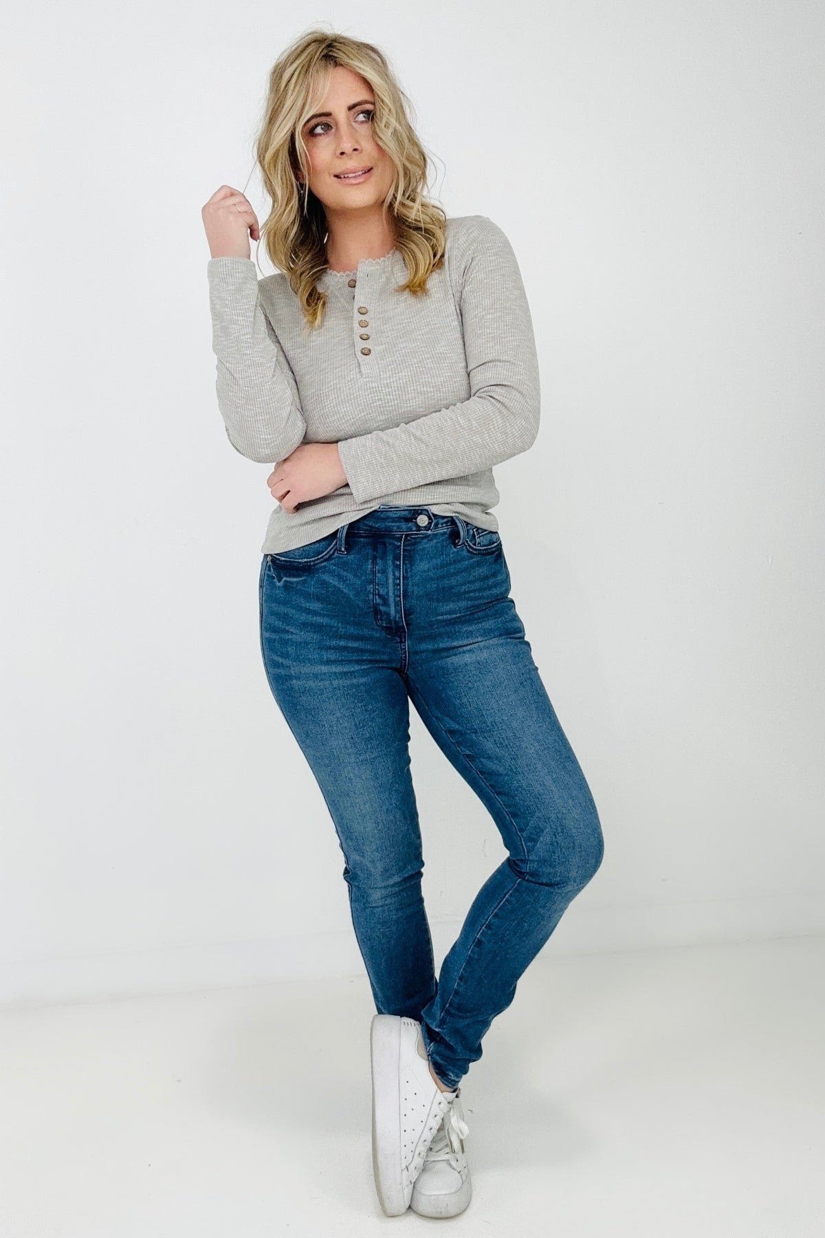 "Cora" Judy Blue High Waist Control Top Cool Denim Skinny Jeans