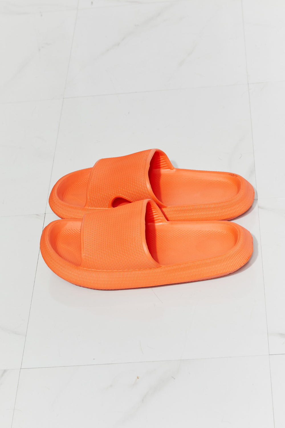 Arms Around Me Open Toe Slide Sandal in Orange