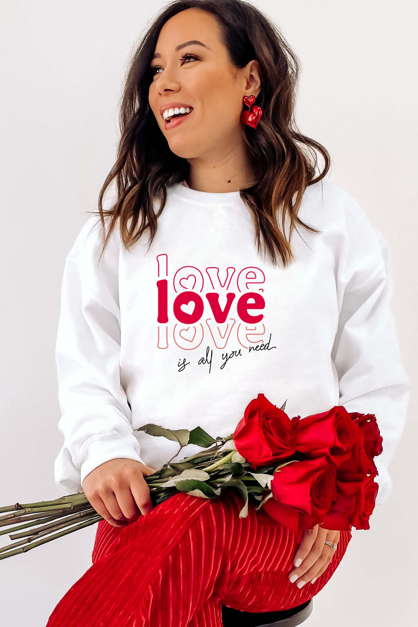 Love is All You Need Valentine Retro Valentine's Day Sweatshirt