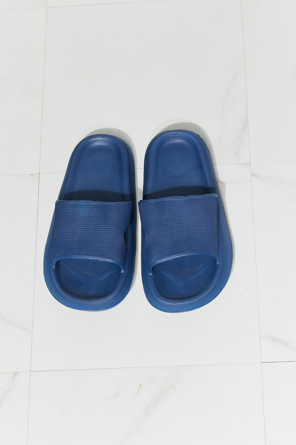 Arms Around Me Open Toe Slide Sandal in Navy