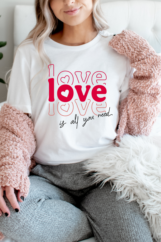 Love Is All You Need Retro Valentine's Day Graphic Tee
