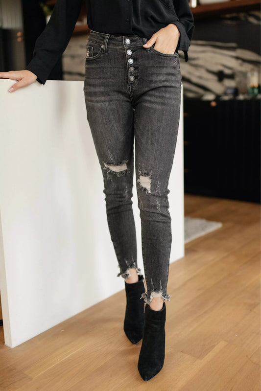 Gray Days Button Rise Jeans