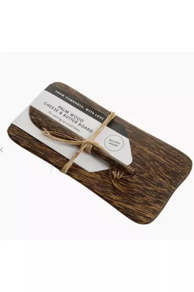 Palm Wood Cheese Board And Knife Set