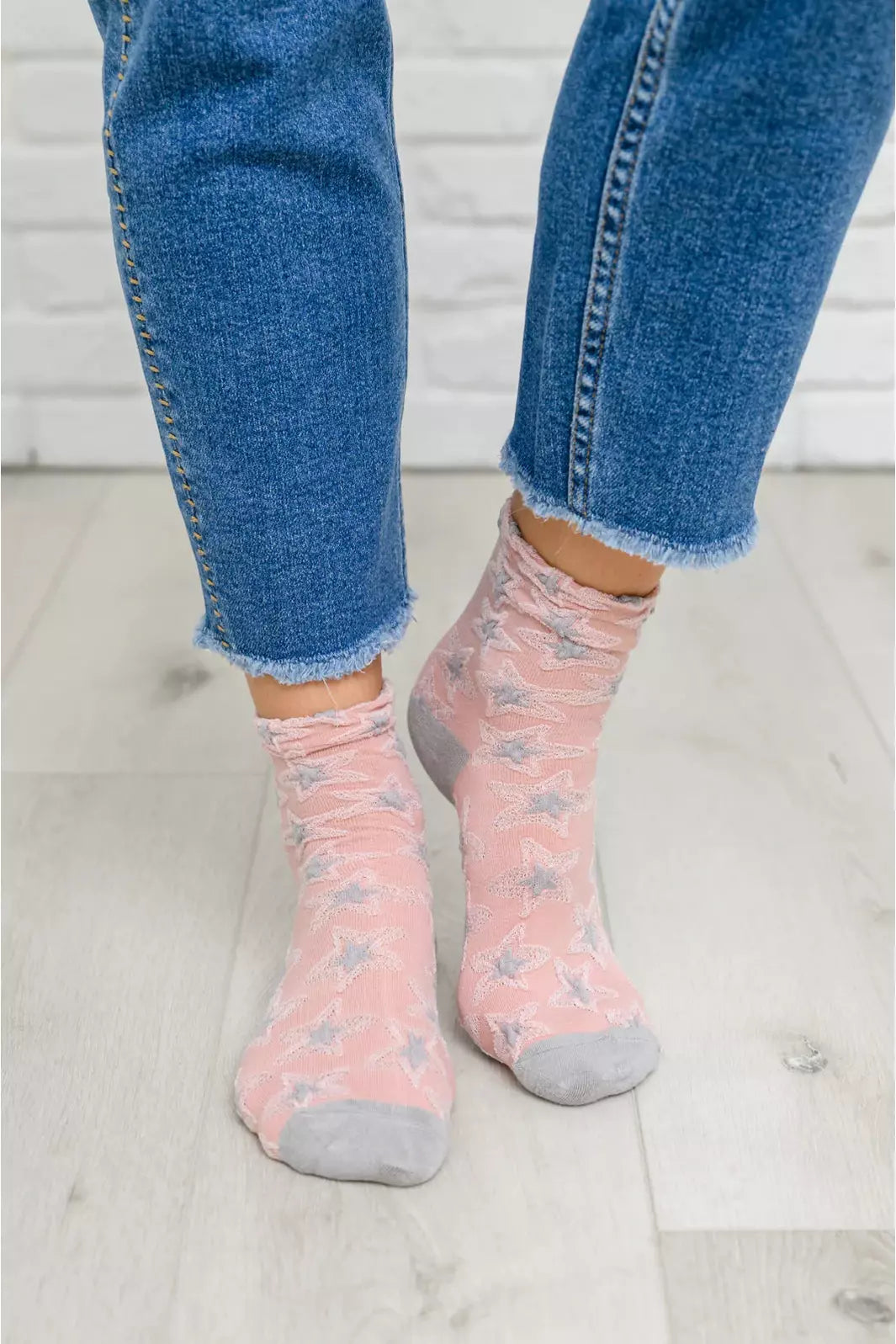 Star Design Socks In Pink