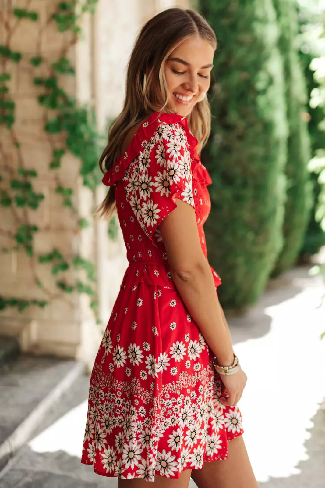 Daisy Chains Dress in Red