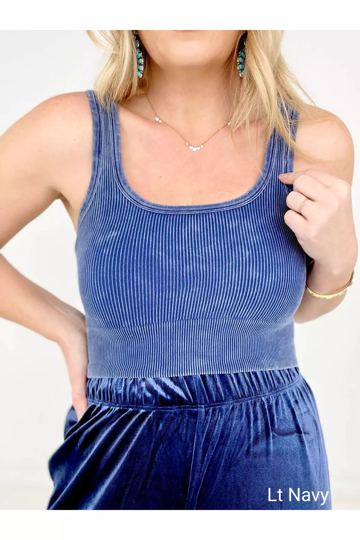 Zenana Washed Ribbed Square Neck Cropped Tank Top