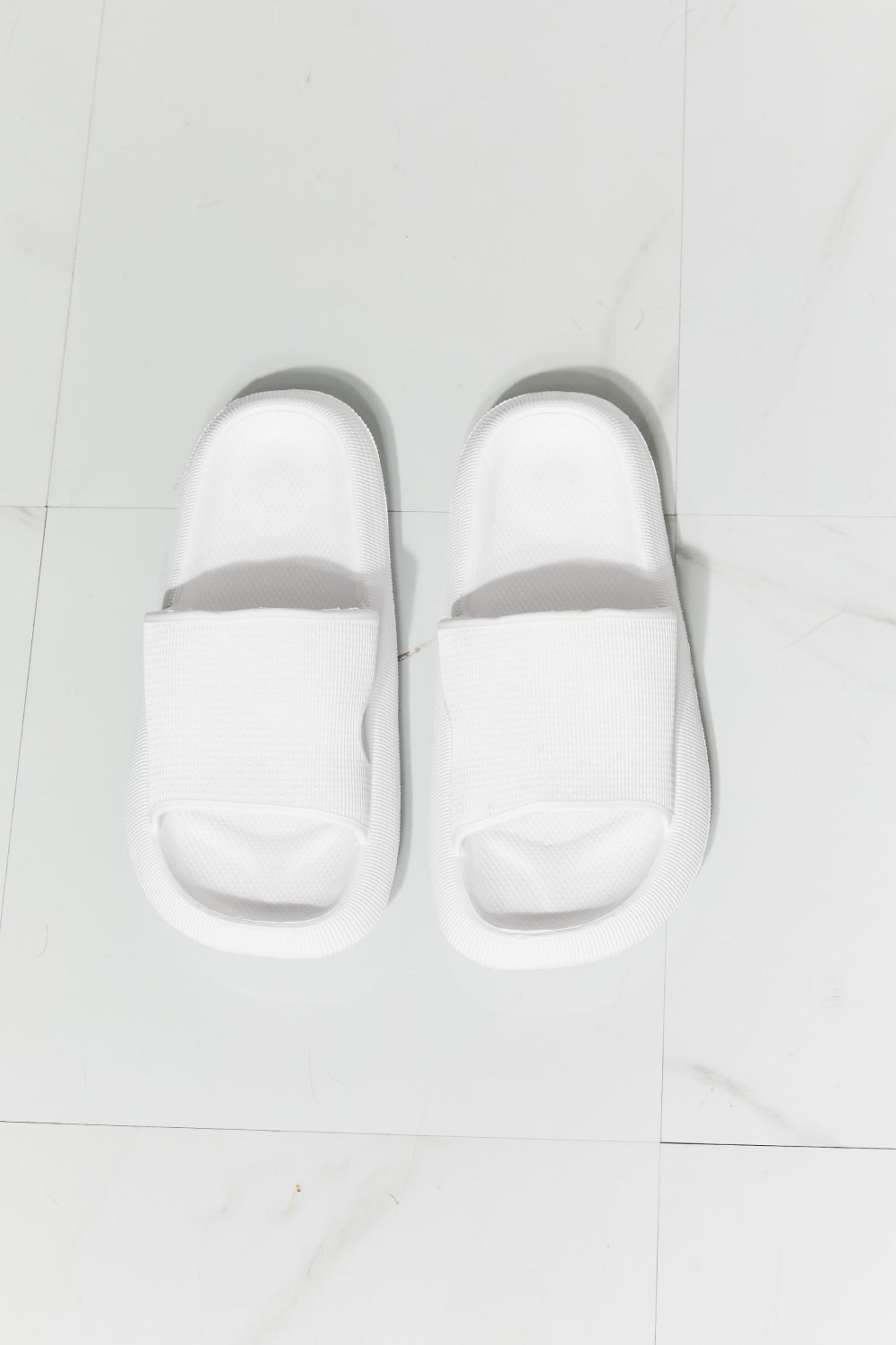 Arms Around Me Open Toe Slide Sandal in White