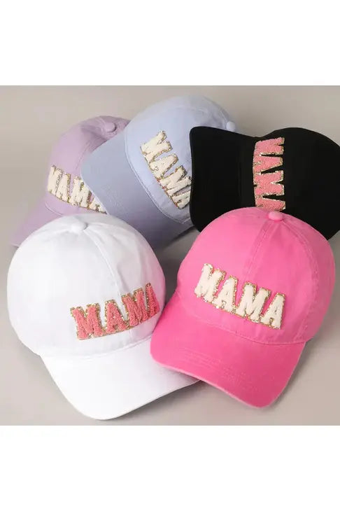 Mama Chenille Letter Patch Baseball Cap in Five Colors