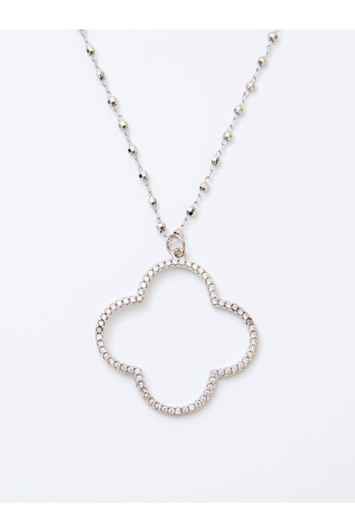 Melania Clara Large Pave Crystal Clover Pendant Dainty Necklace